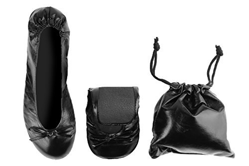 Women's Foldable Portable Travel Ballet Flat Shoes With Matching Carrying Bag