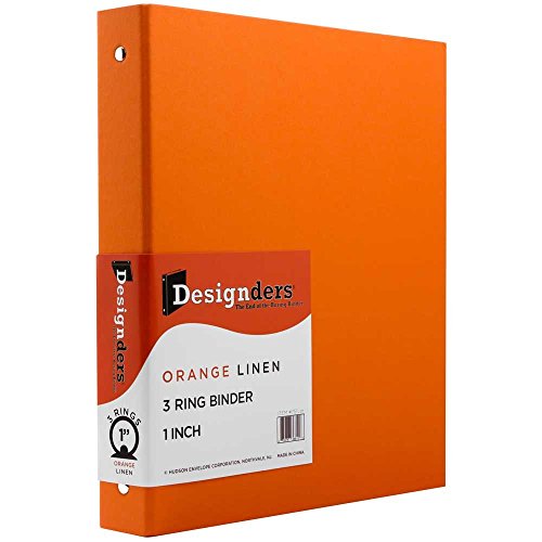 JAM Paper® Designders® - Heavy Duty Cloth Covered Linen Binders - 1 Inch Width - Orange Linen - Sold Individually