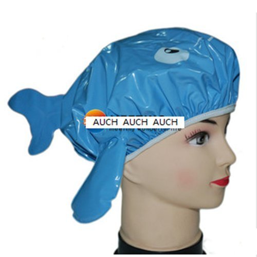 AUCH New/Durable/Cute Bouffant Cartoon Dolphin Design Blue/Purple Random Color Waterproof Double Layer Children/Kids Shower Cap/Hat/Spa Lovely Bathing Caps