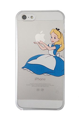 Disney Princess Eating/ Holding Apple logo Sleeping Beauty Aurora Cinderella Tangled Rapunzel Alice in Wonderland Aladdin Jasmine Snow White Frozen Elsa The Little Mermaid Ariel Holding Logo Clear Hard skin Case For Apple iPhone 5 5S (Alice 5/5S)
