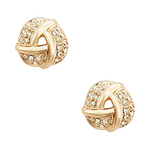 FM42 Pave Clear Crystal Love Knot Style Stud Earrings 12mm E189