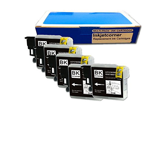 Inkjetcorner 5 NEW BLACK Printer Ink for LC61BK Brother DCP-165C / MFC-250C / MFC-255CW / MFC-290C / MFC-295CN / MFC-385CW / MFC-490CW / MFC-495CW / MFC-585CW / MFC-790CW / MFC-5490CN / MFC-5890CN / MFC-6490CW / MFC-J220 / MFC-J265w / MFC-270w / MFC-J410w / MFC-J415w / MFC-J615W / MFC-J630W