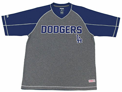 MLB Los Angeles Dodgers Men's Fine Gauge Mesh V-Neck Raglan Shirt