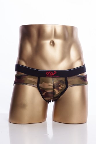 (ダブルジェイ)WJ/ ファインメッシュ・メンズビキニ 【柄5色】 M (2)迷彩グリーン