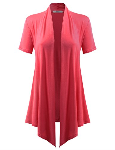 URBANCLEO Womens Short Sleeve Draped Opent Front Cardigan (PLUS Size Available)