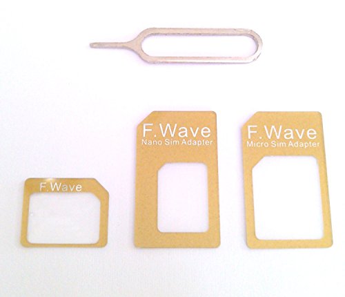 F.Wave 【Amazon限定】Lucky ｺﾞｰﾙﾄﾞｶﾗｰ nano SIM変換アダプター4点セット　Gold color（標準 ﾏｲｸﾛ Nano) iPhone6/6plus/5S/5C/4S/4/3GS/3用 Gold 金色 f.wave of FuturePlus Original