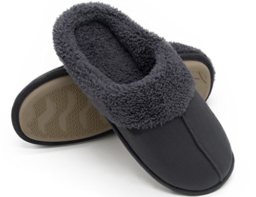 HomeTop Men's & Women's Micro Suede Plush Fleece Lined Slip On Memory Foam Indoor Clog House Slippers