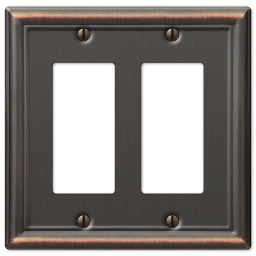 Decorative Wall Switch Outlet Cover Plates (Oil Rubbed Bronze, Double Rocker GFCI)