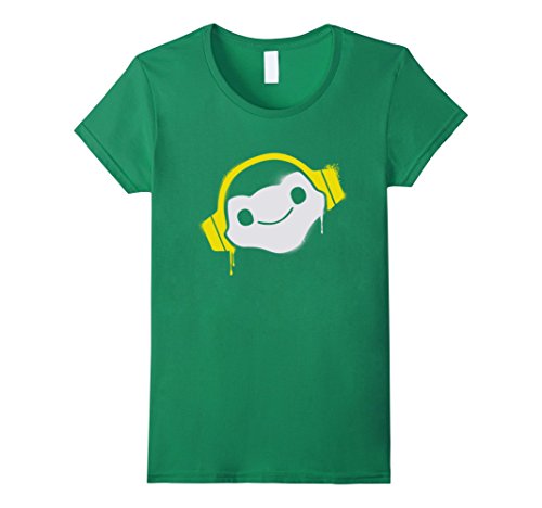 Women's Overwatch Lucio Headphones Spray Tee Shirt Small Kelly Green