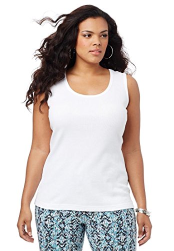 Roamans Women's Plus Size Scoop Neck Rib Tank