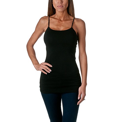 Active Basic Women's Long Cami Set With Built In Bra (2 Pack)