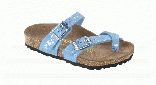 

Birkenstock Thong ''Mayari Kids'' from Birko-Flor in Glitter Hologram Blue with a narrow insole