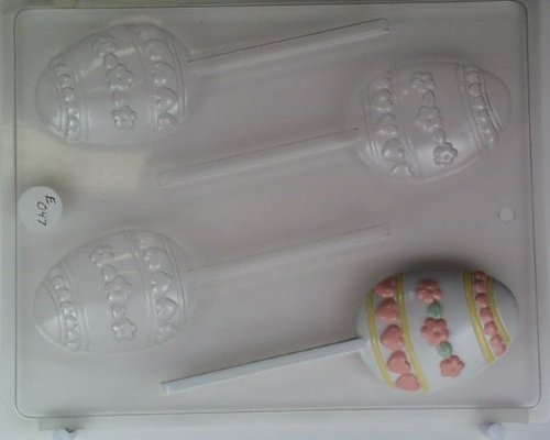 Medium egg decorated w/ hearts & flowers E047 Easter Chocolate Candy Mold