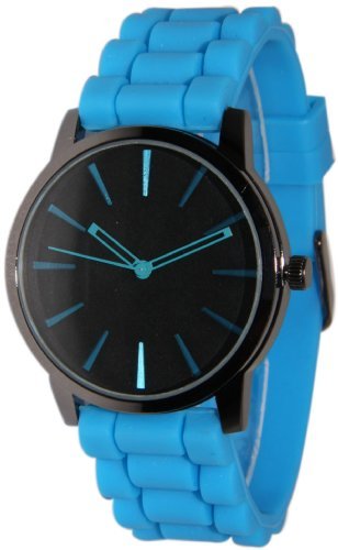 Geneva Light Blue w/ Black Silicone Jelly Watch
