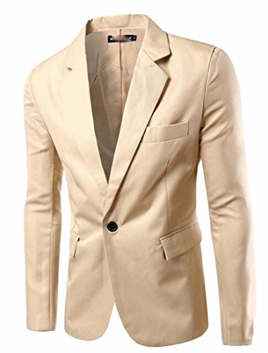 XQS Men's Stylish Solid Color One Button Blazer Jacket Suit