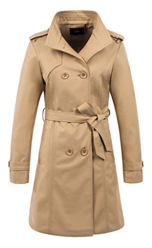 ZSHOW Women's Trench Coat Long Double Breasted Jacket Lapel Jackets With Belts