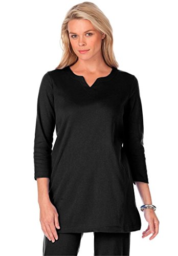 Roamans Women's Plus Size Soft Knit Notch Tunic