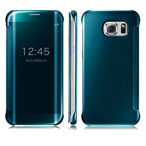 Galaxy S6 Edge Plus Case,DDLBiz Clear View Mirror Flip Smart Case Cover For Samsung Galaxy S6 Edge+Plus (Blue)
