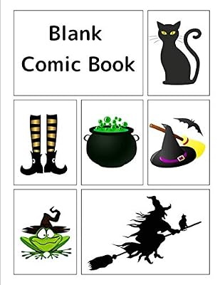 Blank Comic Book: Blank comic book with witch-themed cover, 120 pages, 5 repeating templates, 8.5 by 11