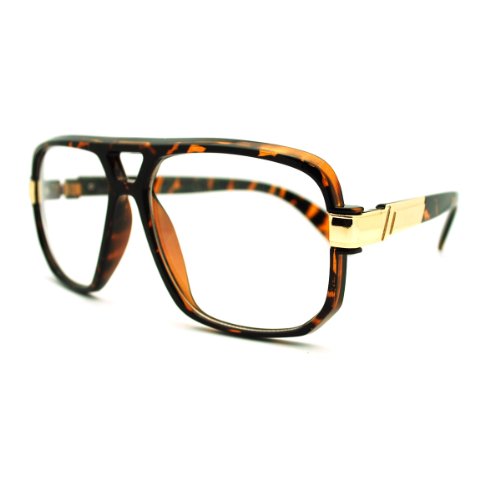 Geeky Oversized Run DMC Gazelle Eye Glasses Sunglasses - Tortoise