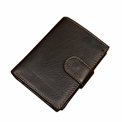 Itslife Men's Genuine Leather Wallet Retro Cowhide Hasp Trifold Vintage Card Holder
