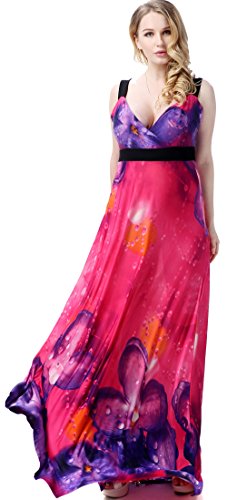 Jusfitsu Women's Deap V-neck Strappy Sexy Maxi Dress Evening Gown Plus Size