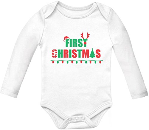 First Christmas Baby Grow Vest - Very Cute 1st Xmas Baby Long Sleeve Onesie