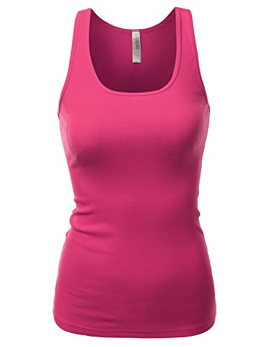 J.TOMSON Womens Basic Ribbed Cotton Spandex Racer Back Tank Top