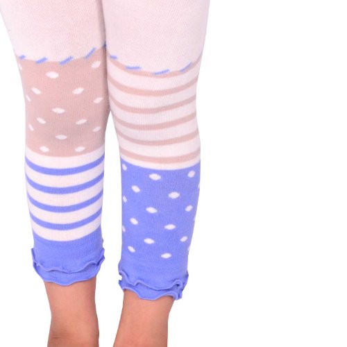 Naartjie Girls Cotton Fashion Leggings - Stripes with Dots and Ruffle Bottom