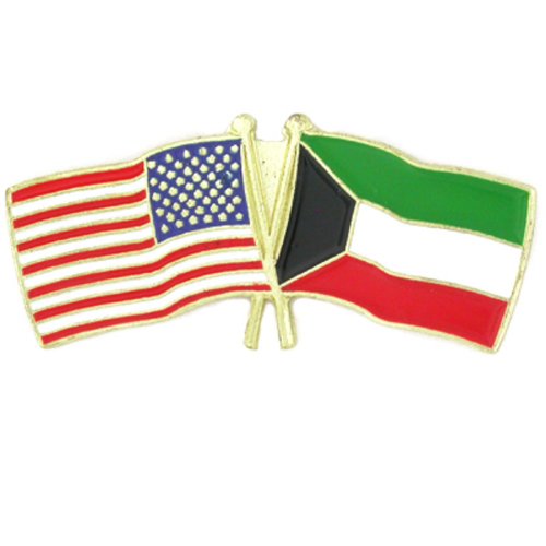 USA and Kuwait Crossed Friendship Flag Lapel Pin