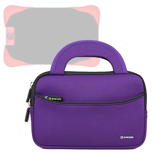 Evecase UltraPortable Handle Carrying Neoprene Sleeve Case Bag Compatible with Fuhu Nabi Jr. / nabi Jr. S - Kids Tablet / nabi Jr. nick Jr. Edition Tablet 5 inch Android Kids Tablet - Purple