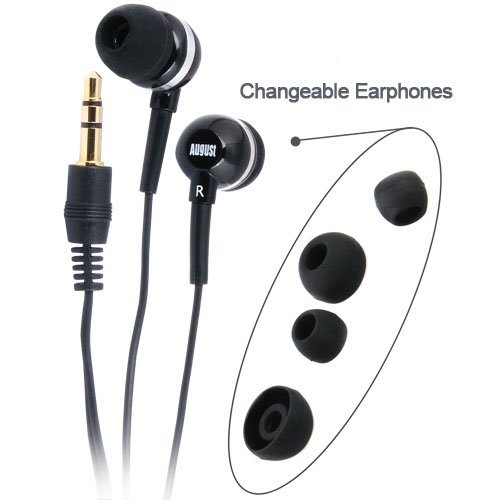 

August EP510 Universal Stereo Headphones - In-Ear Sound Isolating Earphones with Different Size Rubber Ear Pieces S / M / L - Suitable for Children