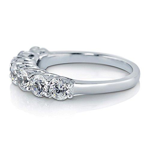 

BERRICLE Sterling Silver with Swarovski Zirconia 7 Stone Womens Wedding Bridal Anniversary Ring