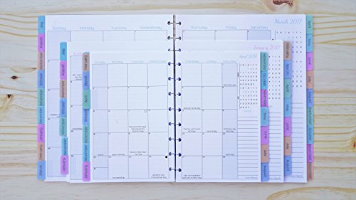 Printed Discbound Monthly Planner Pages | Dated | You Pick Size | 2017