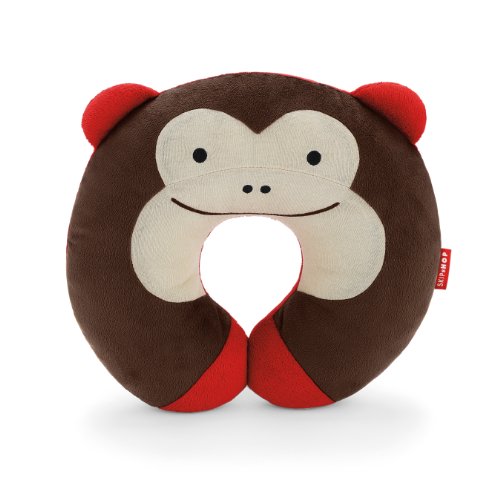 Skip Hop Zoo Little Kid and Toddler Travel Neck Rest, Soft Plush Velour, Multi Marshall Monkey