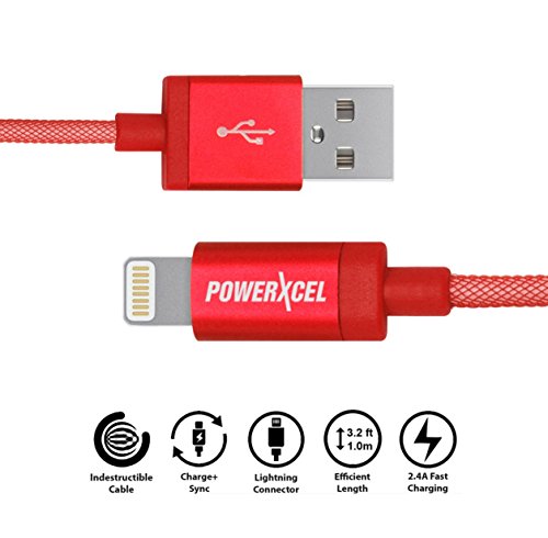 PowerXcel Apple Certified,MFI Lightning Cable, Fast Charging and Data Sync 2.4A, 1mtr 8 Pin Indestructible Cable for iPhone, iPad & iPod