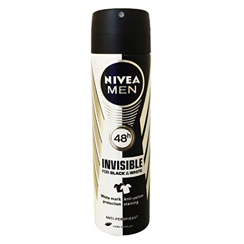 Nivea for Men Invisible for Black and White Deodorant Spray 150ml 48 Hr Antiperspirantl (Pack of 6) + Our Travel Size Perfume