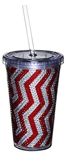 

Red Zig Zag Bling Chevron Pattern Insulated Travel Cup
