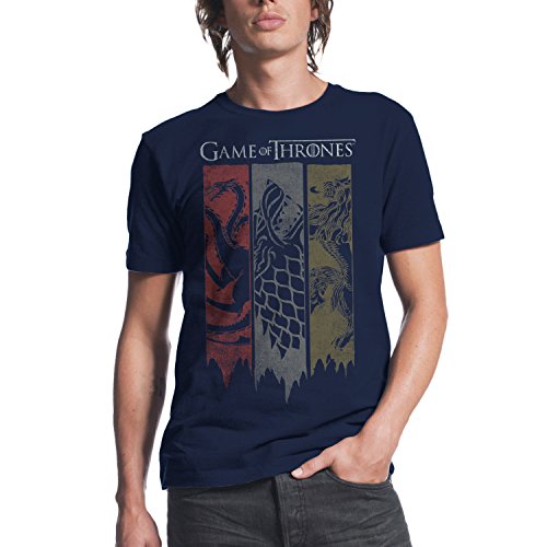 Game of Thrones House Banners Mens Navy Blue T-shirt