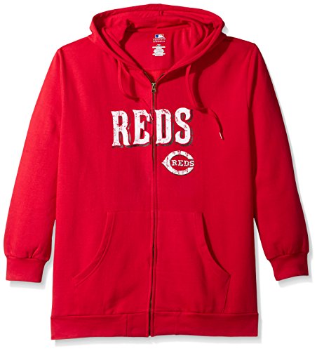 MLB Plus Size Women's Team Full Zip Fleece Hoodie with Distress Word Mark on Chest