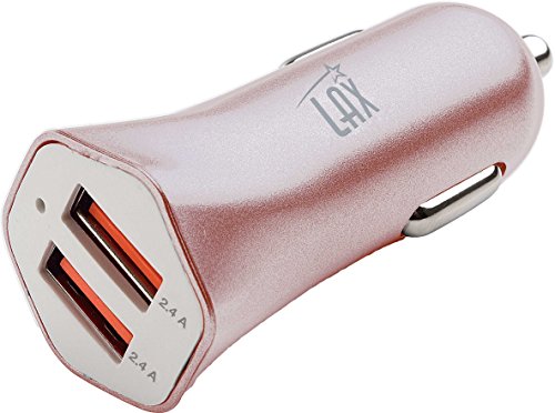 LAX Dual USB 4.8A Fast Car Charger for iPhone 6S Plus 6 Plus 6 5 SE 5S 5 5C 4S, Samsung Galaxy S7 S6 Edge Plus Note 5 4 S5 Tab S, LG, HTC, Nexus, iPad - Cigarette Lighter Power Adapter (Gold 4.8A)