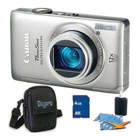 Canon PowerShot ELPH 510 HS 12.1 MP CMOS Digital Camera with Full HD Video and Ultra Wide Angle Lens (Silver) Deluxe Bundle - Includes PowerShot ELPH 510 Digital Camera, 4 GB Memory Card, Camera Carrying Case and Cleaning Kit.