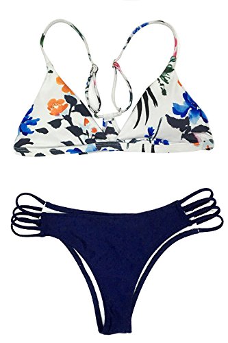 Cupshe Fashion Women's Colorful Floral Printing Strappy Padding Bikini Set