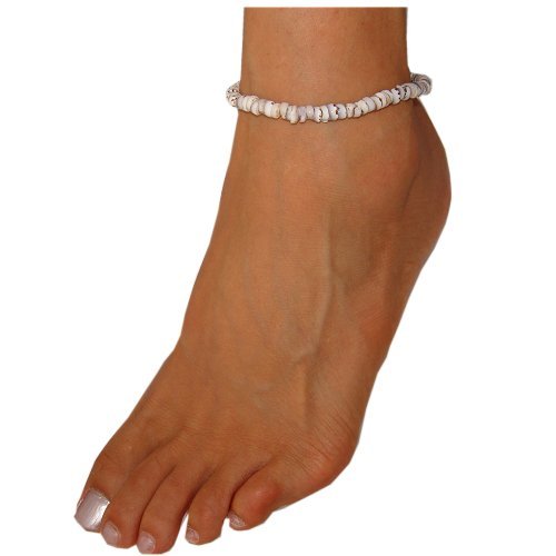 

Hawaiian Tiger Puka Shell Anklet with Hawaiian Koa Wood Accents