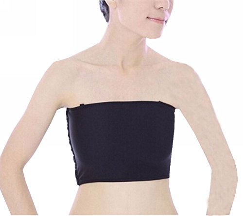 UGET Women's Strapless Short Corset Les Lesbian Tomboy Strapless Chest Binder Tops US 4-6/Asia XL Black