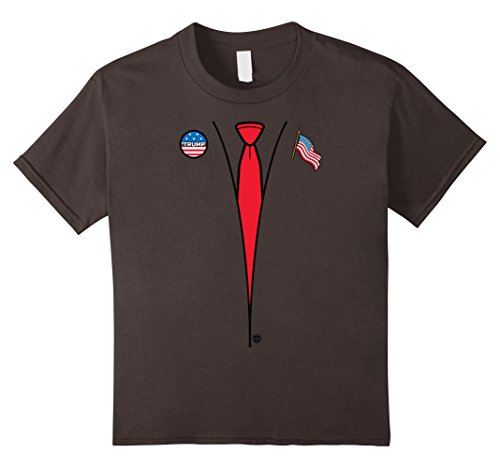 Kids Donald Trump Suit and Tie Halloween Costume T-shirt 12 Asphalt