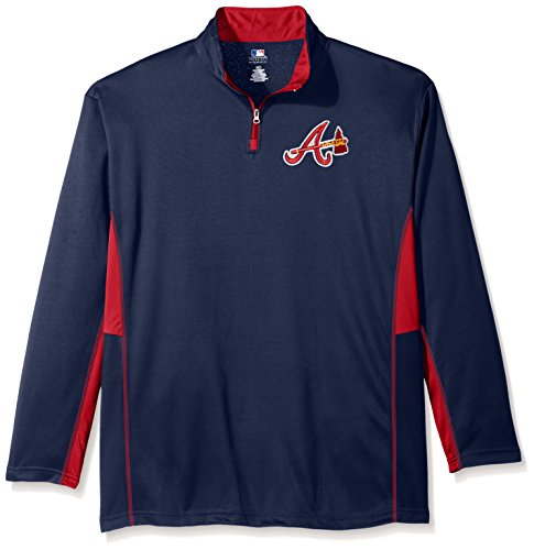 MLB Big and Tall Men's Long Sleeved Quarter Zip Poly Jersey with Logo Embroided