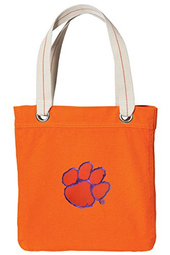 

Clemson NEON Orange Cotton Tote Bag Clemson Tigers Shopping - Travel Beach Bags