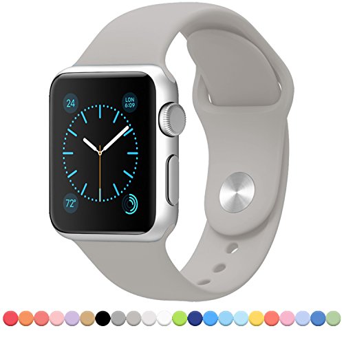 FanTEK Apple Watch Band - Soft Silicone Sport Style Replacement Iwatch Strap for Apple Wrist Watch 42mm Models M/L Size, Stone