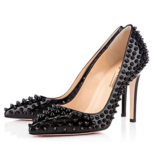 Onlymaker Women's Fashion High Heel Pointed Toe Basic Pumps Rivet Studded Sandals Handmade For Wedding Party Dress Stiletto Shoes